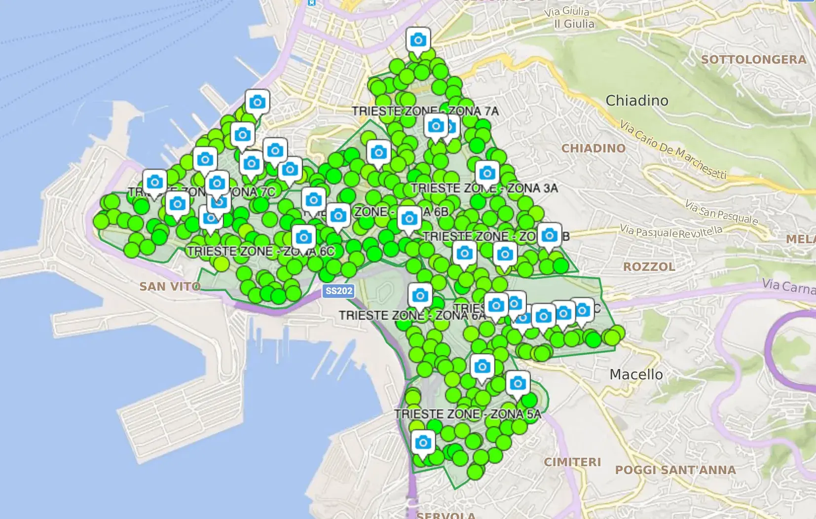 Mappa GPS geolocalizzazione distribuzione volantini – Trieste